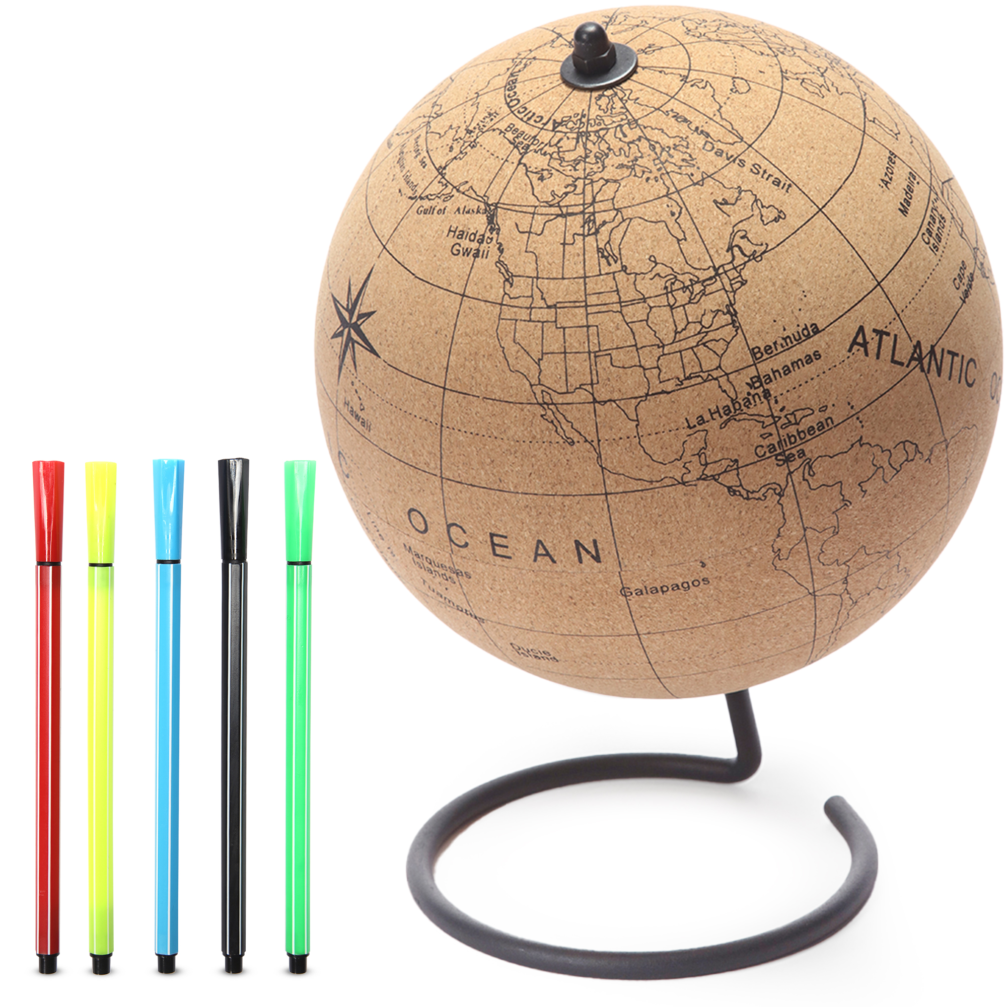 Globe Trekkers color-in cork globe with markers